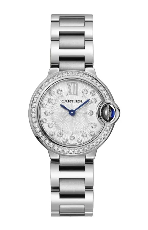 Ballon Bleu De Cartier 28 Mm, Quarzo, Acciaio, Diamanti