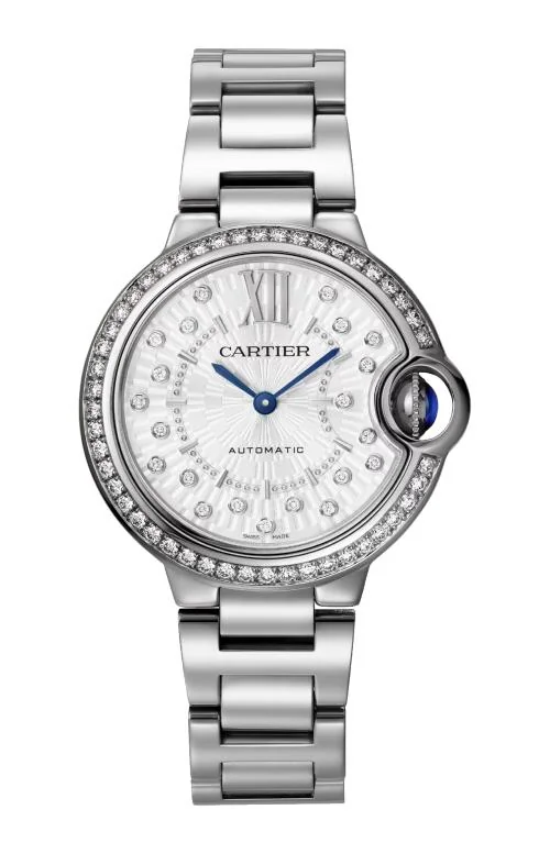 Ballon Bleu De Cartier 33 Mm, Automatico, Acciaio, Diamanti