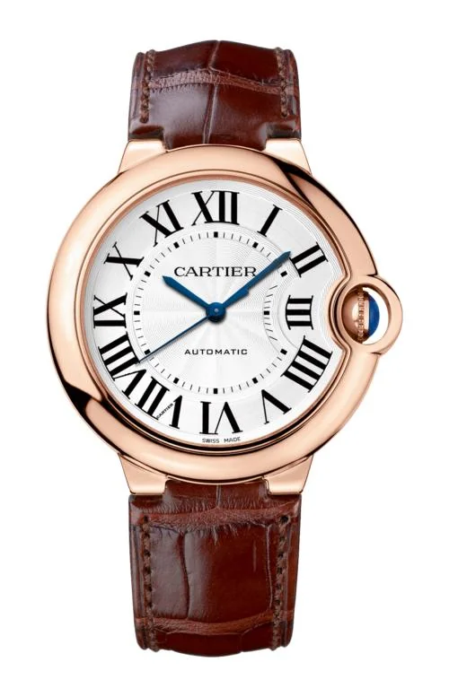 Ballon Bleu De Cartier Watch 36 Mm, 18K Pink Gold, Leather,