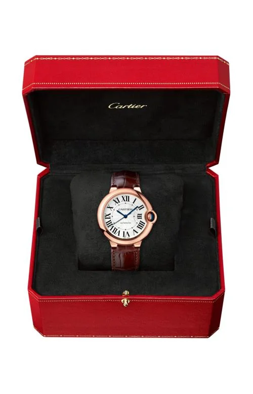 Ballon Bleu De Cartier Watch 36 Mm, 18K Pink Gold, Leather, 2
