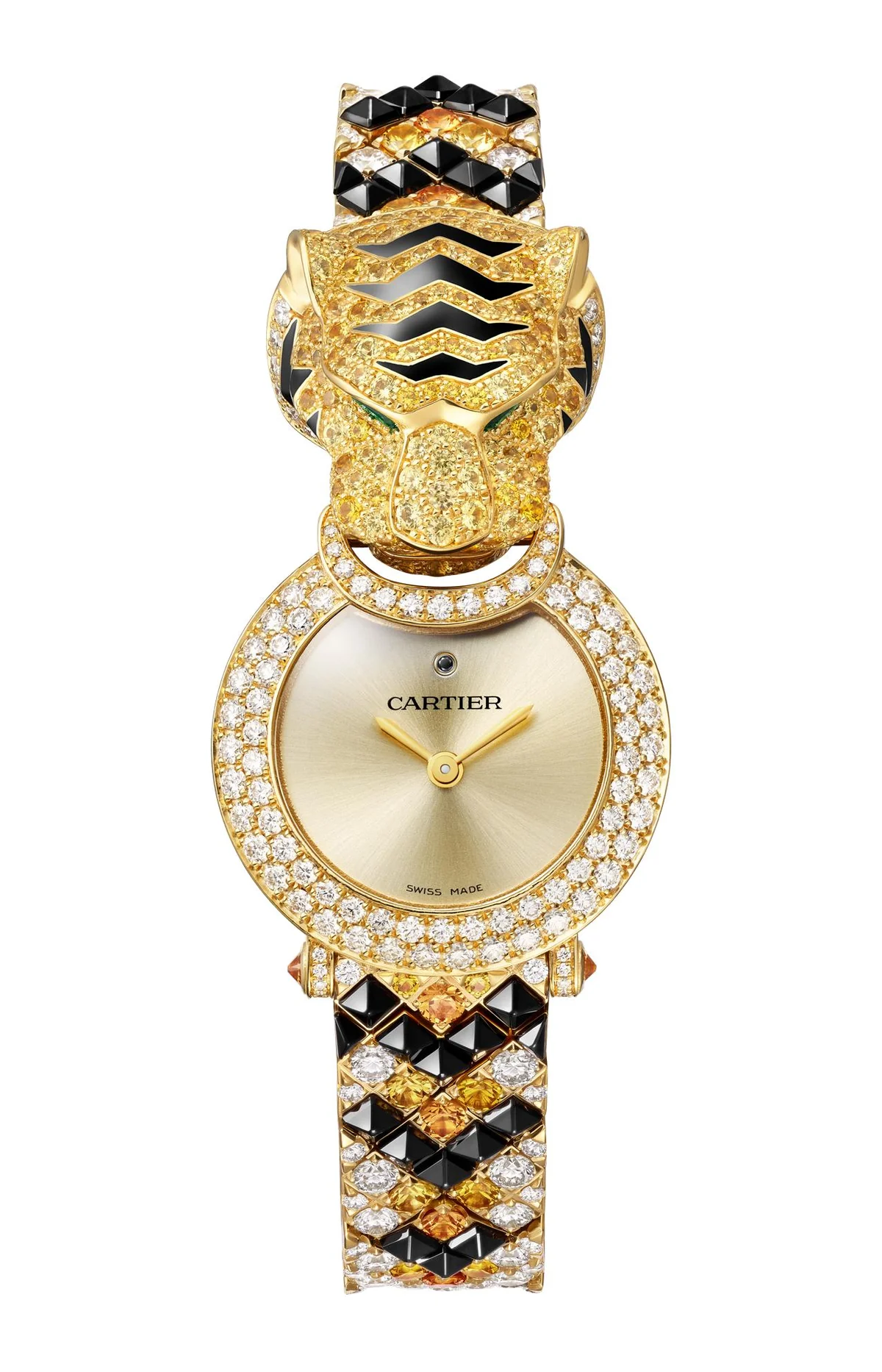 Orologio Gioiello Animalier, Oro Giallo, Diamanti, Pietre Preziose,