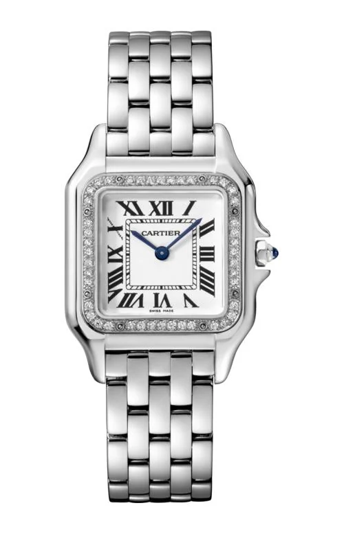 Panthère De Cartier Watch Medium Model, Steel, Diamonds