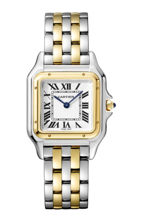 Panthère De Cartier Watch Medium Model, Yellow Gold And Steel