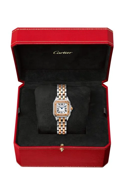 Panthère De Cartier Watch Small Model, Pink Gold And Steel, Diamonds 2