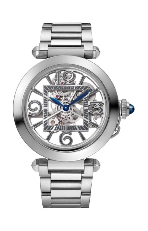 Pasha De Cartier 41 Mm, Automatico, Acciao, Quadrante Scheletrato, 2 Cinturini