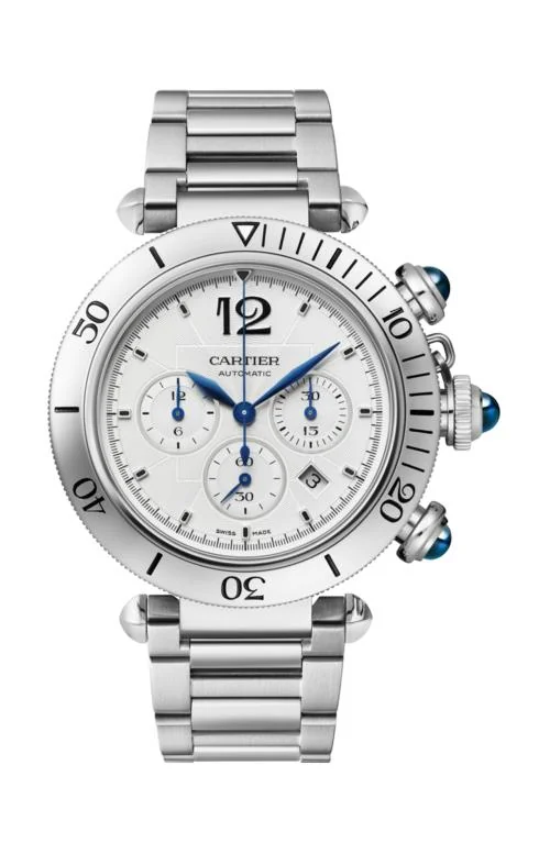 Pasha De Cartier 41 Mm, Cronografo, Movimento Automatico, Bracciale In Metallo E Cinturino In Pelle