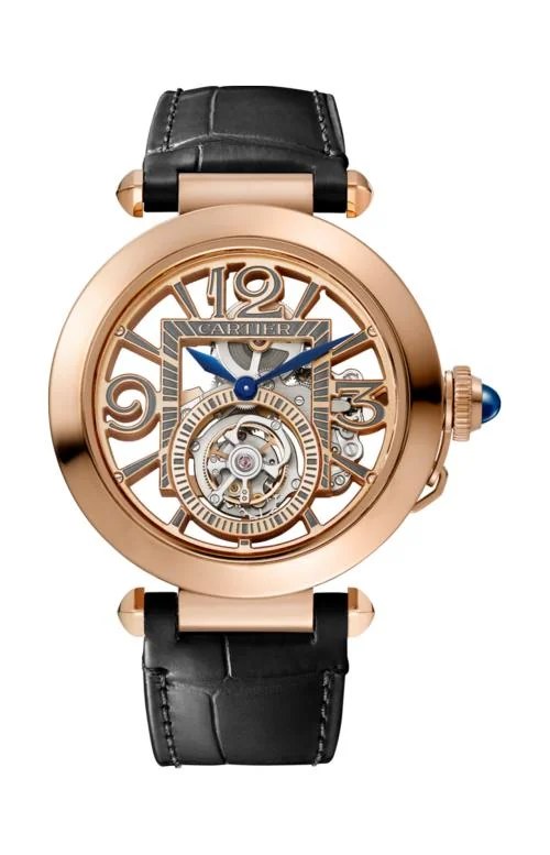 Pasha De Cartier 41 Mm, Manuale, Oro Rosa, Quadrante Scheletrato, Tourbillon, 2 Cinturini