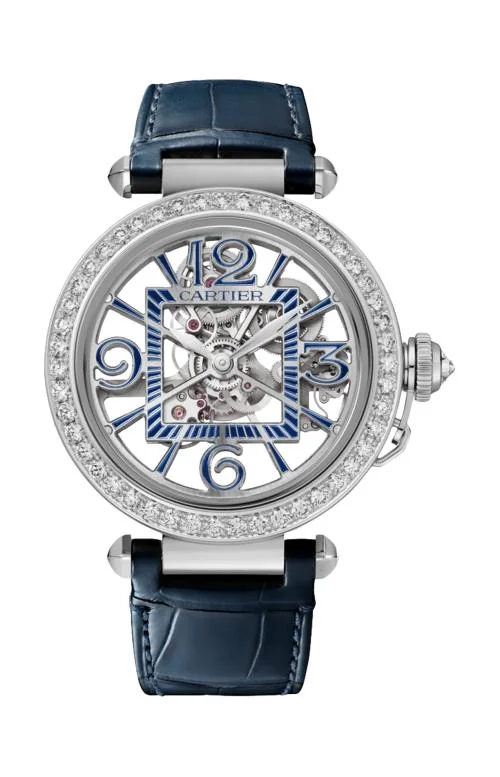Pasha De Cartier, 41 Mm, Oro Bianco, Diamanti, Scheletrato,