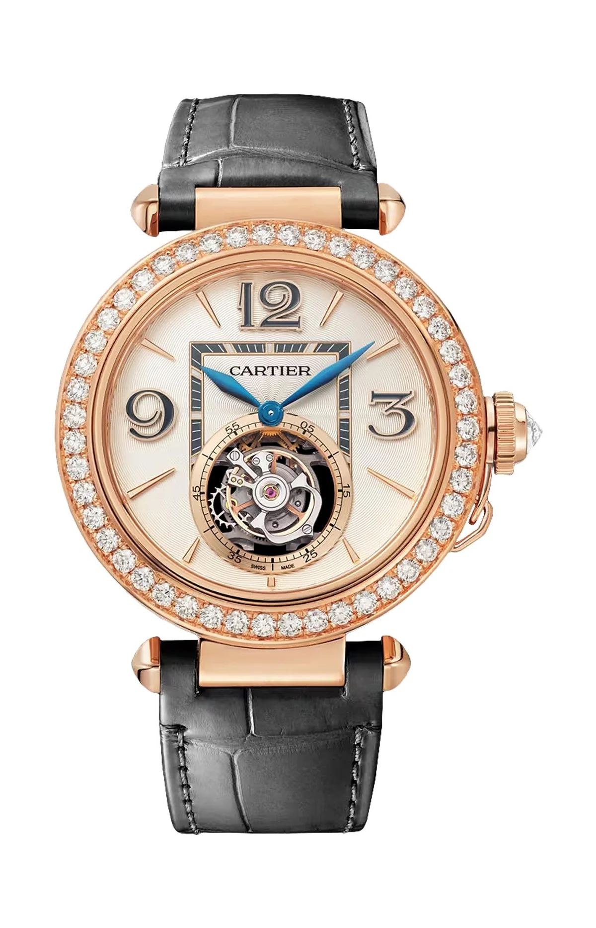 Pasha De Cartier, 41 Mm, Oro Rosa, Diamanti, Tourbillon,
