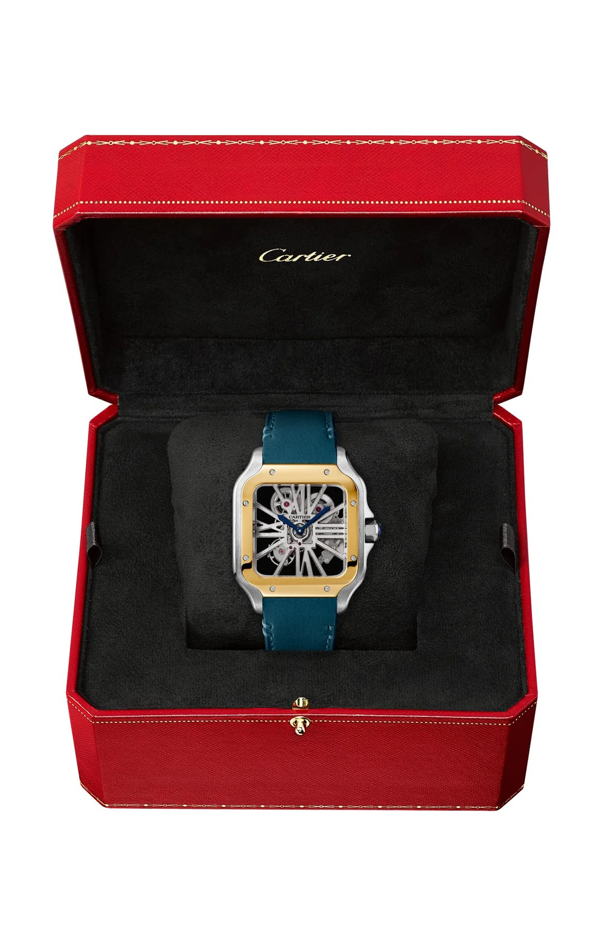 Santos De Cartier, Modello Grande, Acciaio, Oro Giallo, Scheletrato, 2