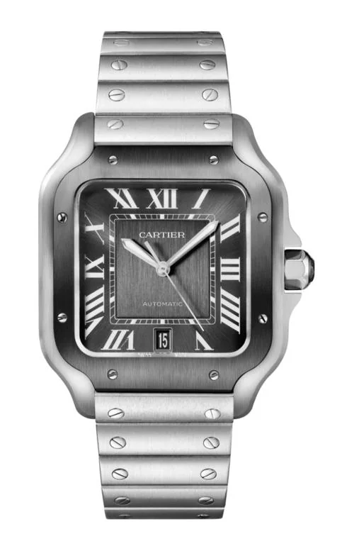 Santos De Cartier Modello Grande, Automatico, Acciaio Adlc, Bracciale In Metallo E Cinturino In Cauccù 2