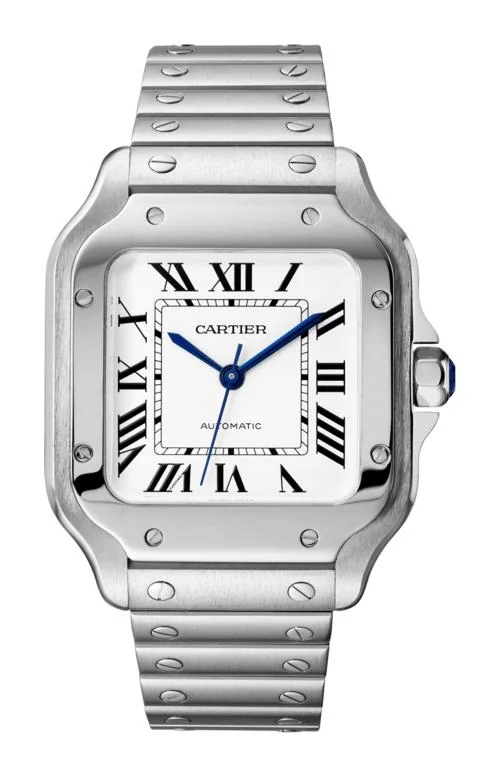 Santos De Cartier, Modello Medio, Automatico, Acciaio, Due Cinturini