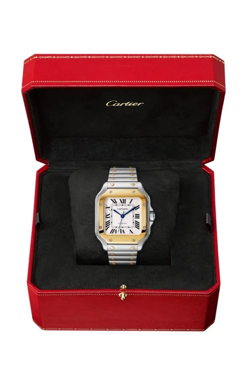 Santos De Cartier Modello Medio, Automatico, Oro Giallo E Acciaio, Cinturini Intercambiabili In Metallo E Pelle 2