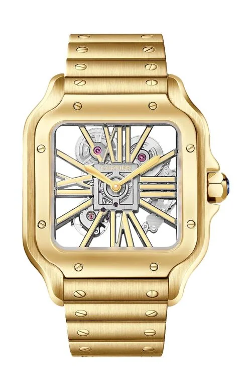 Santos De Cartier Squelette, Modello Grande, Oro Giallo, Schelerato,