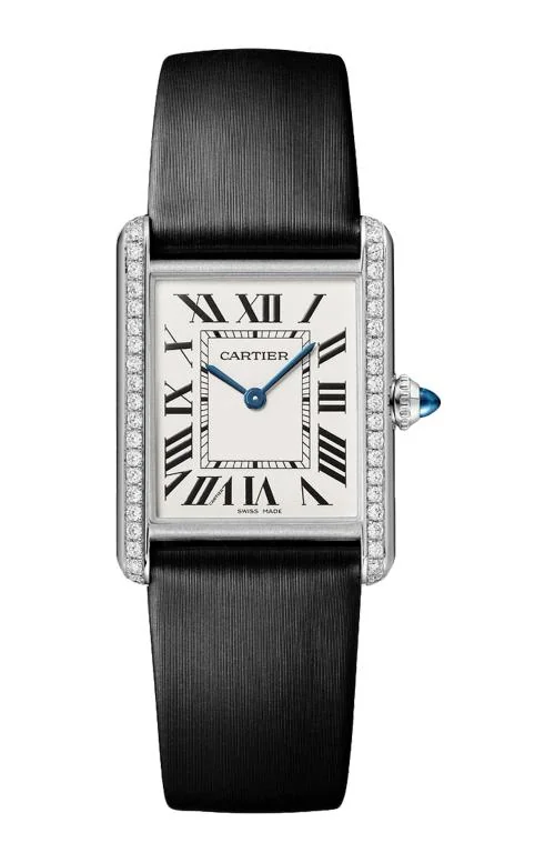 Tank Must De Cartier, Modello Grande, Acciaio, Diamanti, Quarzo