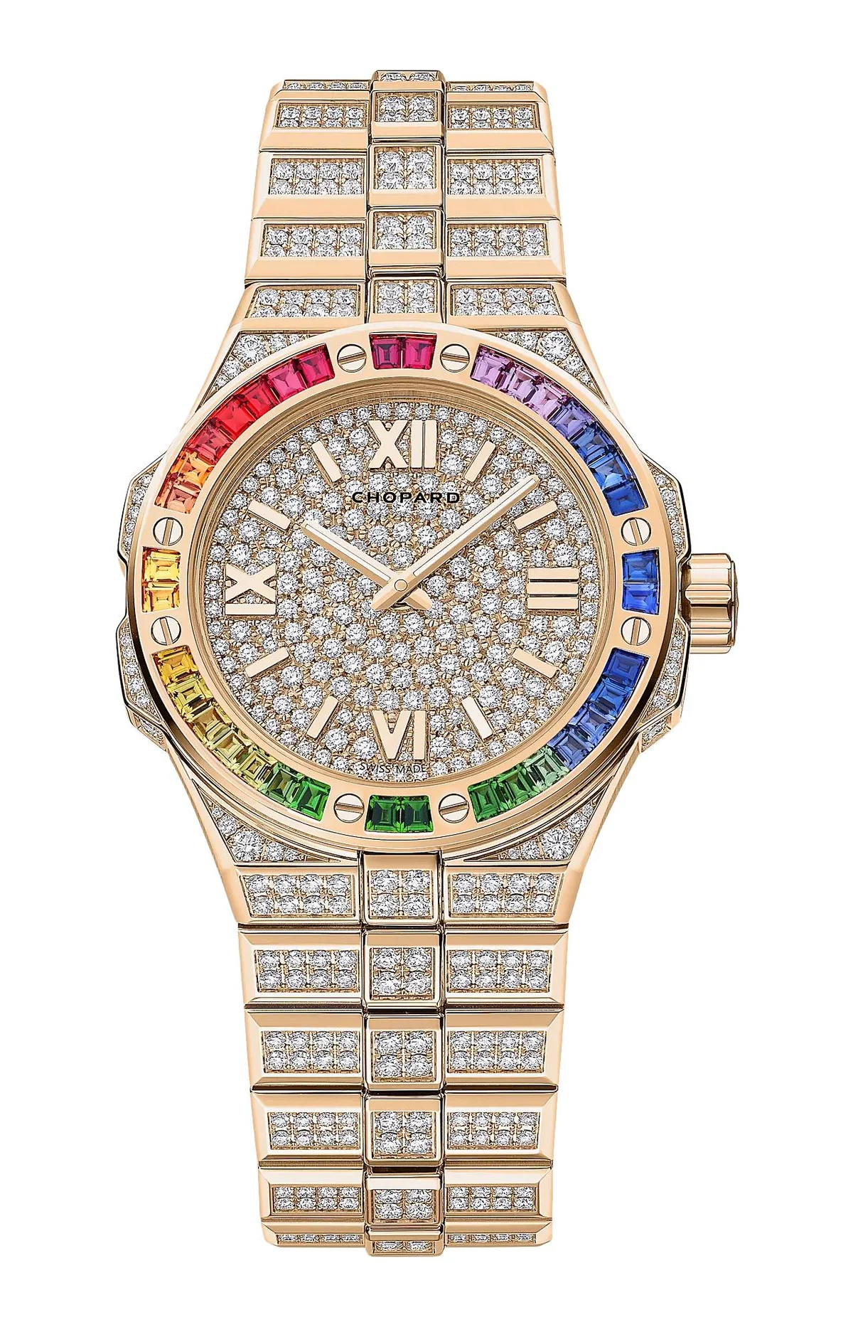 Alpine Eagle 33 Frozen 33 Mm, Automatico, Oro Rosa Etico, Diamanti, Zaffiri