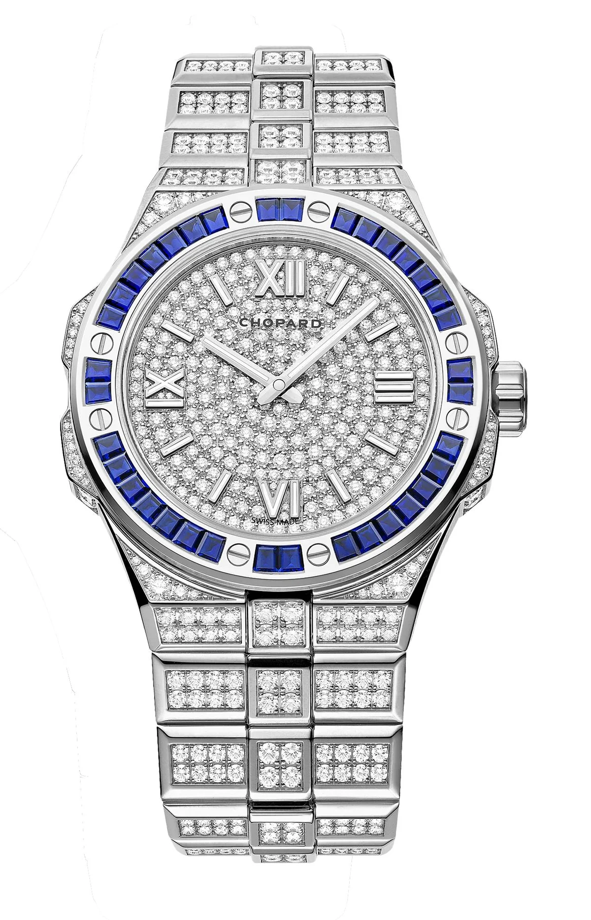 Alpine Eagle 41 Mm, Automatico, Oro Bianco Etico, Diamanti, Zaffiri