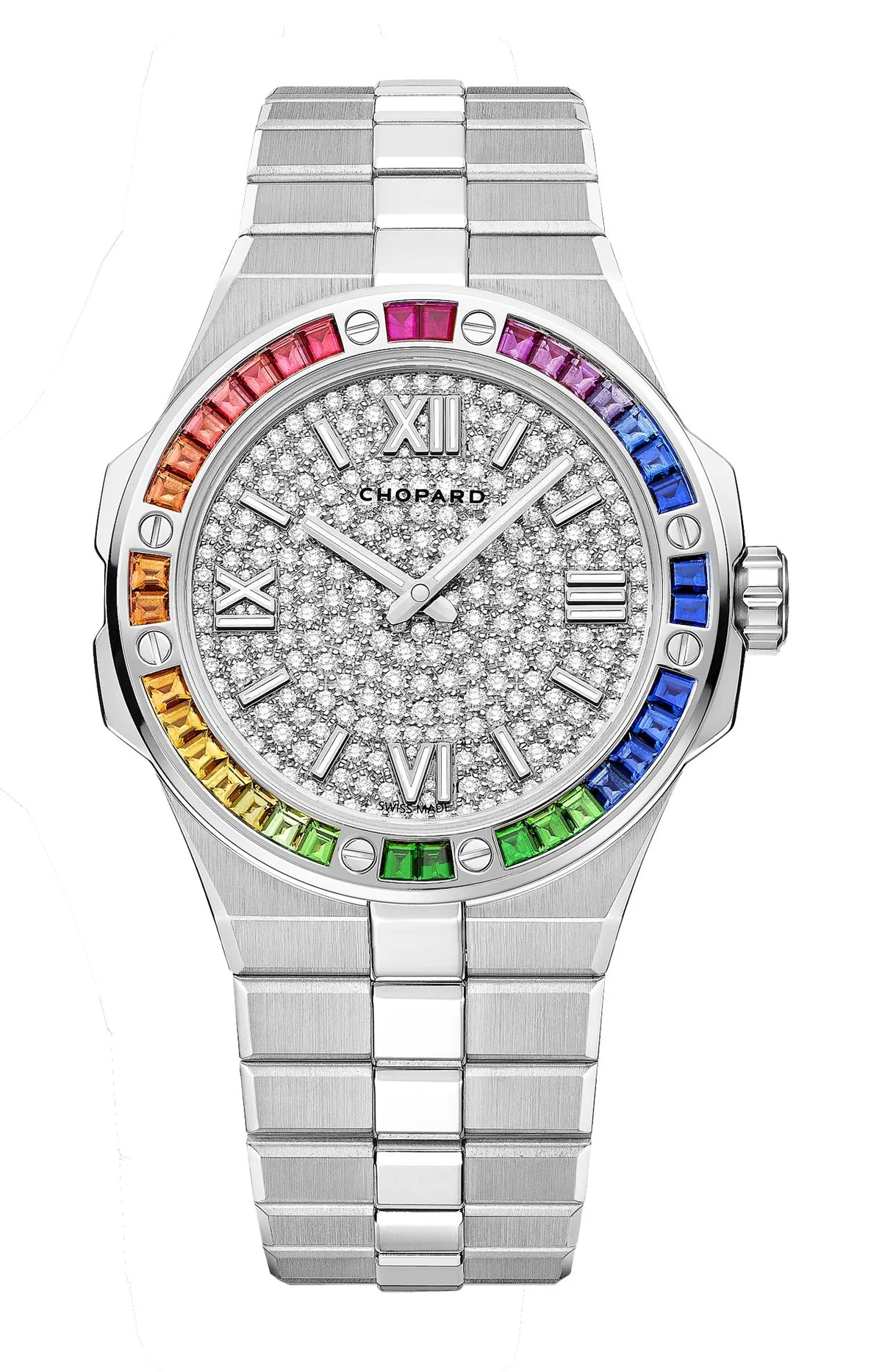 Alpine Eagle 41 Mm, Automatico, Oro Bianco Etico, Diamanti, Zaffiri