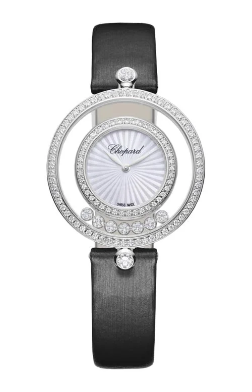 Happy Diamonds Icons 32 Mm, Quarzo, Oro Bianco, Diamanti