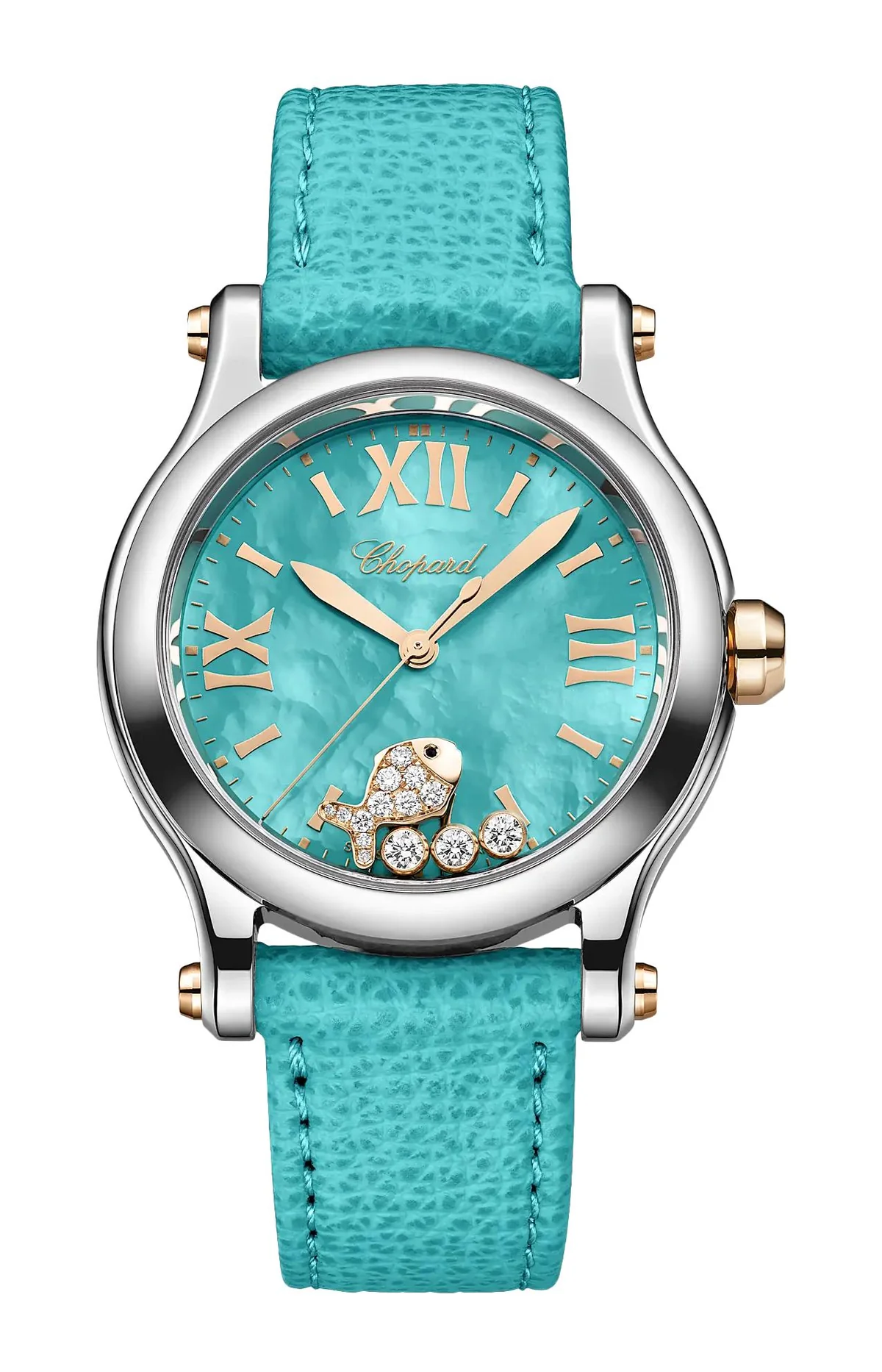 Happy Fish 36 Mm, Quarzo, Oro Rosa Etico, Lucent Steel™, Diamanti - Limited Edition