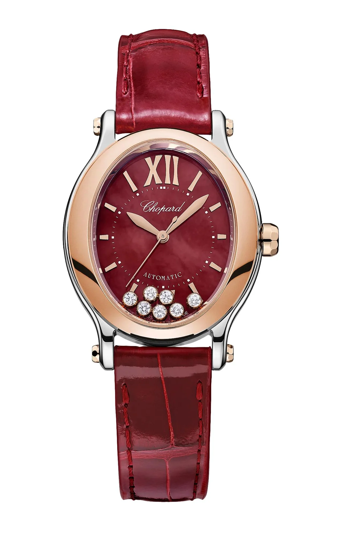 Happy Sport 29 X 31 Mm, Automatico, Oro Rosa Etico, Lucent Steel™, Diamanti