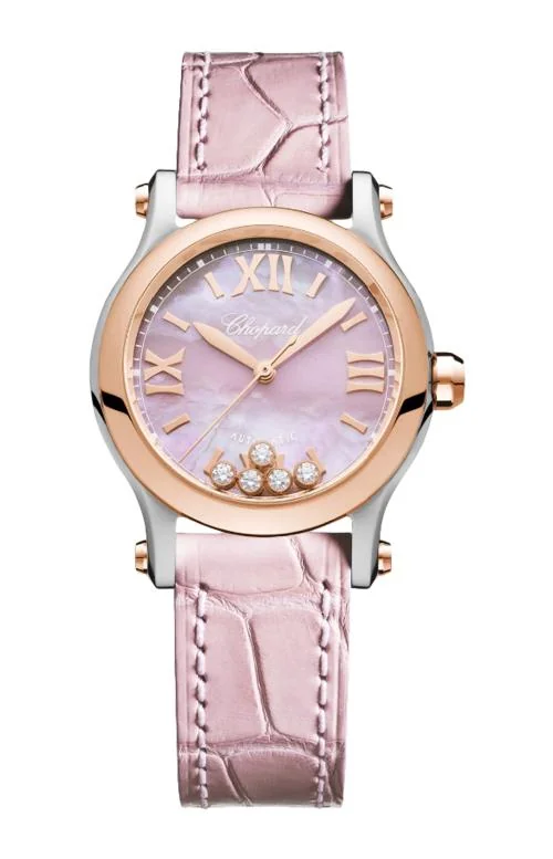 Happy Sport 30 Mm, Automatico, Oro Rosa Etico, Lucent Steel™, Diamanti