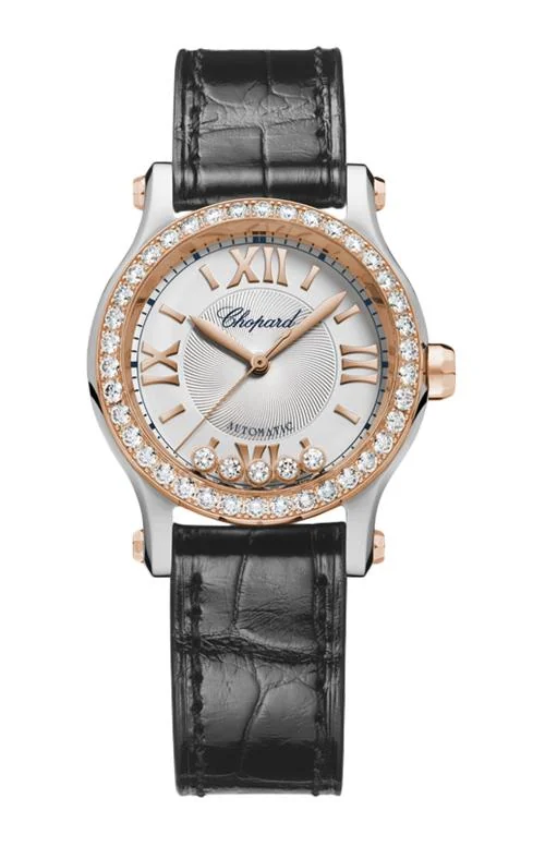 Happy Sport 30 Mm, Automatico, Oro Rosa Etico, Lucent Steel™, Diamanti