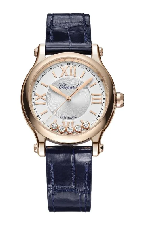 Happy Sport 33 Mm, Automatico, Oro Rosa Etico, Diamanti