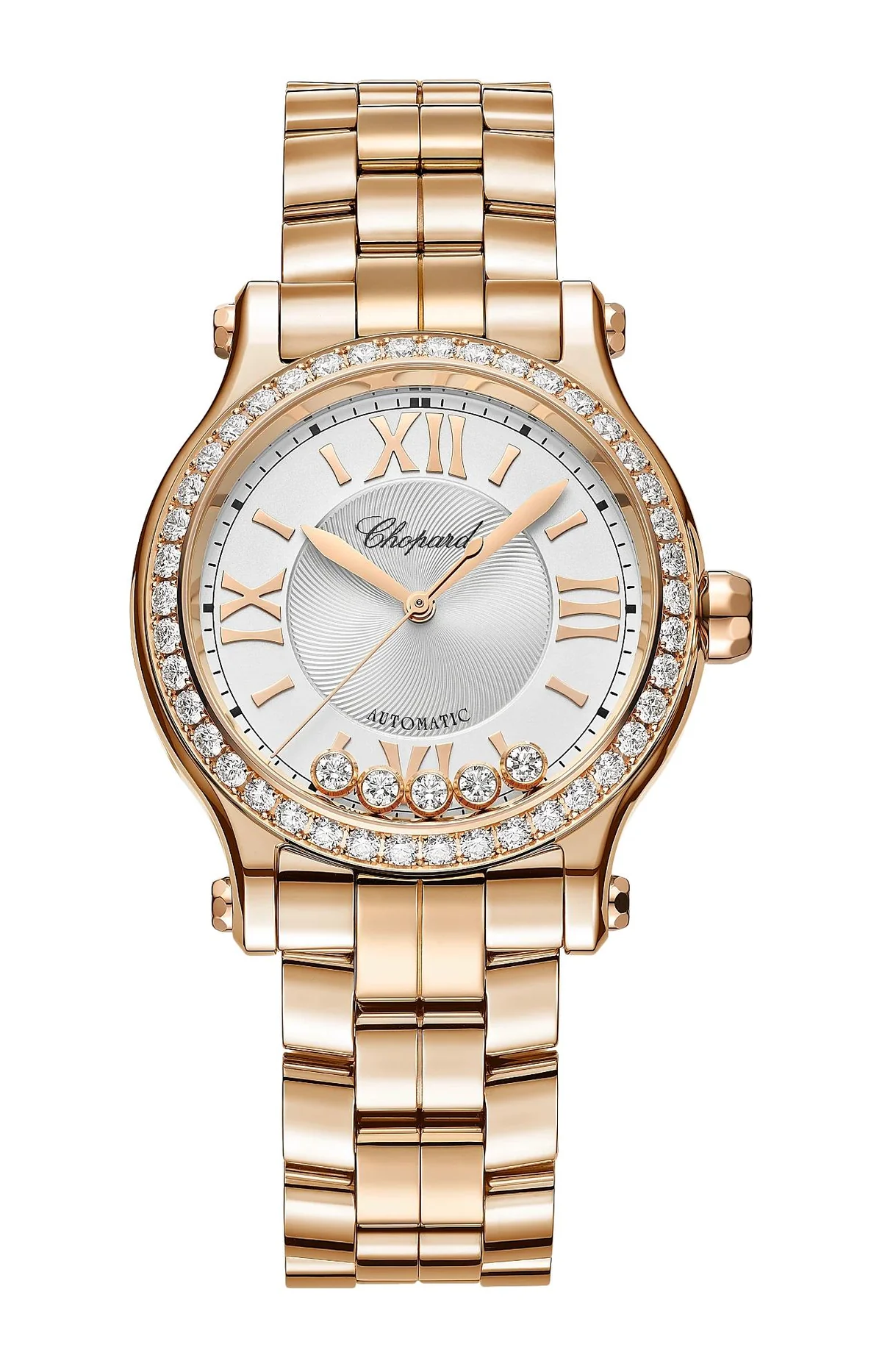 Happy Sport 33 Mm, Automatico, Oro Rosa Etico, Diamanti