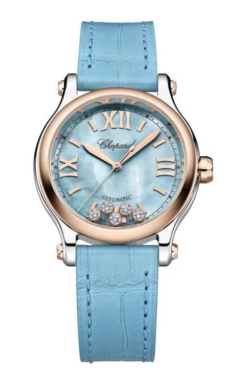 Happy Sport, 33 Mm Automatico, Oro Rosa Etico, Lucent Steel™, Diamanti