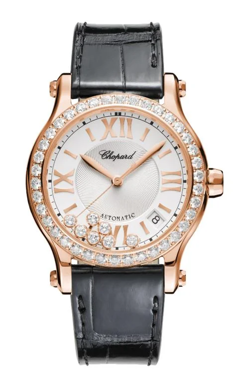 Happy Sport 36 Mm, Automatico, Oro Rosa Etico, Diamanti