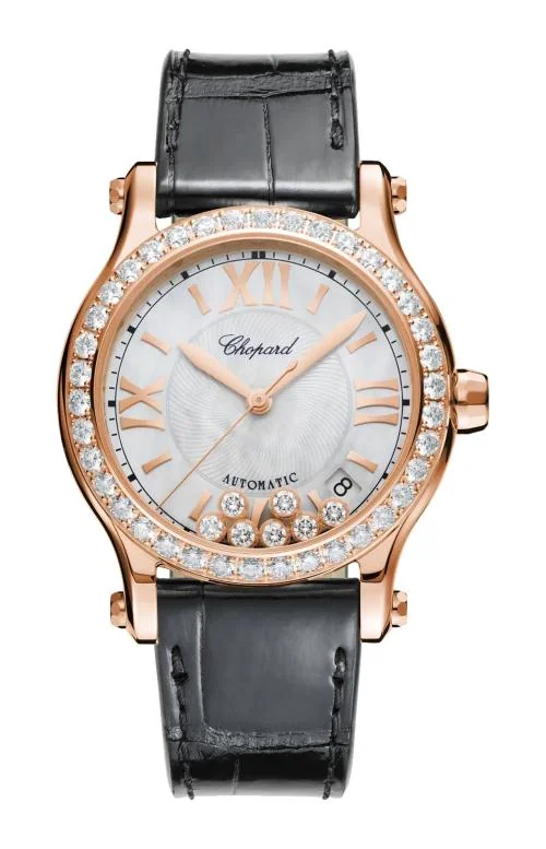 Happy Sport 36 Mm, Automatico, Oro Rosa Etico, Diamanti