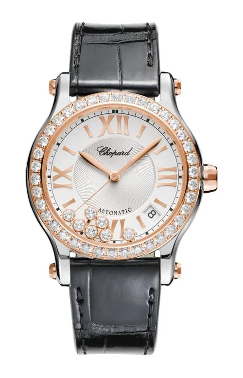 Happy Sport 36 Mm, Automatico, Oro Rosa Etico, Lucent Steel™, Diamanti
