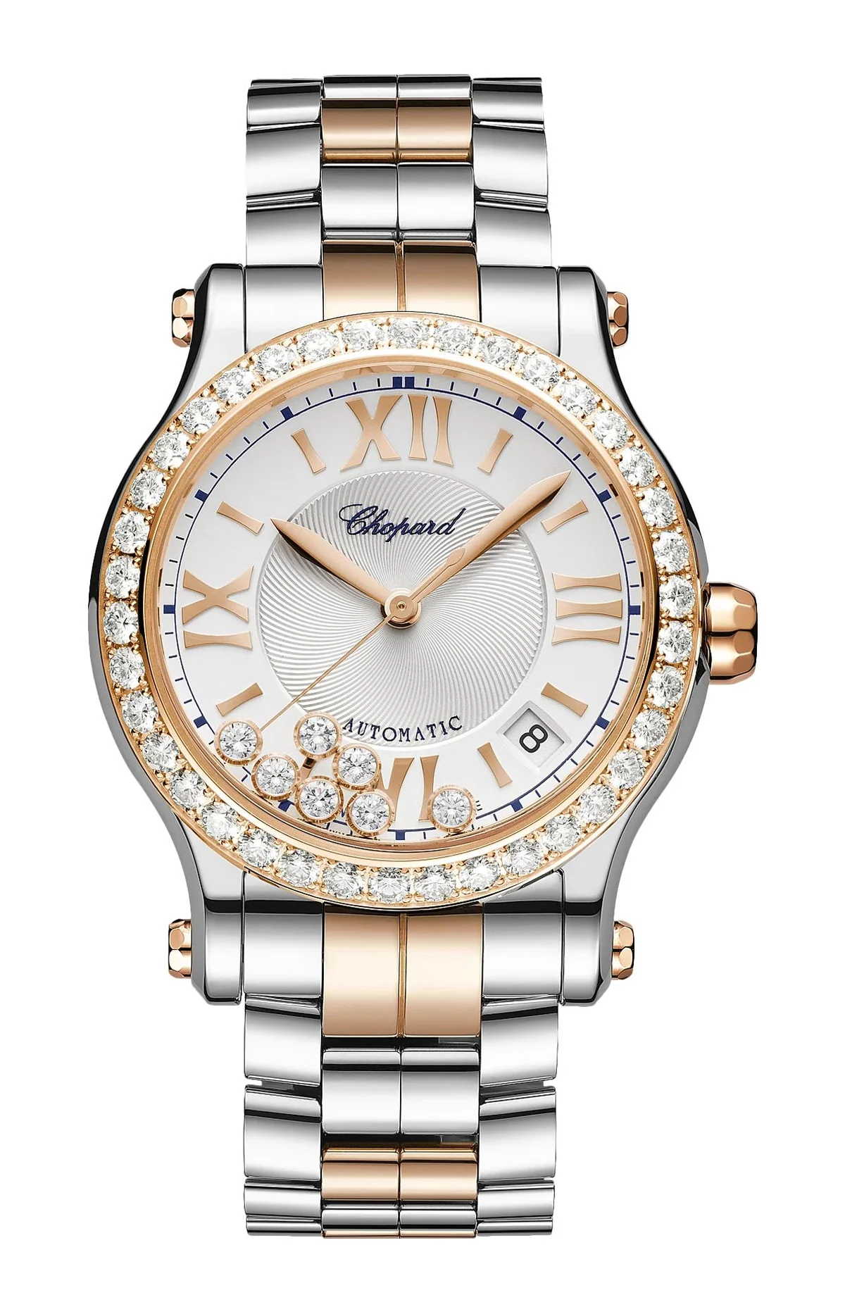 Happy Sport 36 Mm, Automatico, Oro Rosa Etico, Lucent Steel™, Diamanti