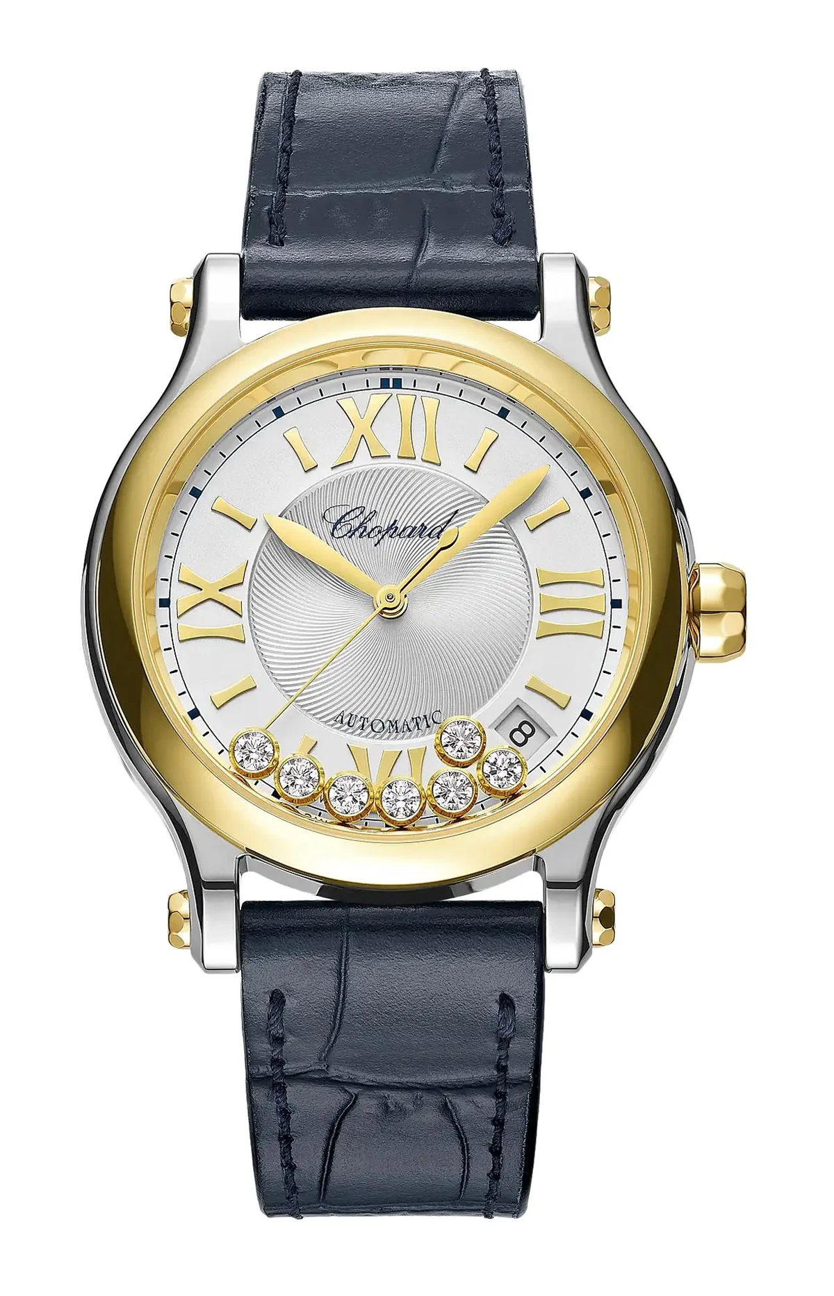Happy Sport 36 Mm, Oro Giallo Etico, Lucent Steel™, Diamanti