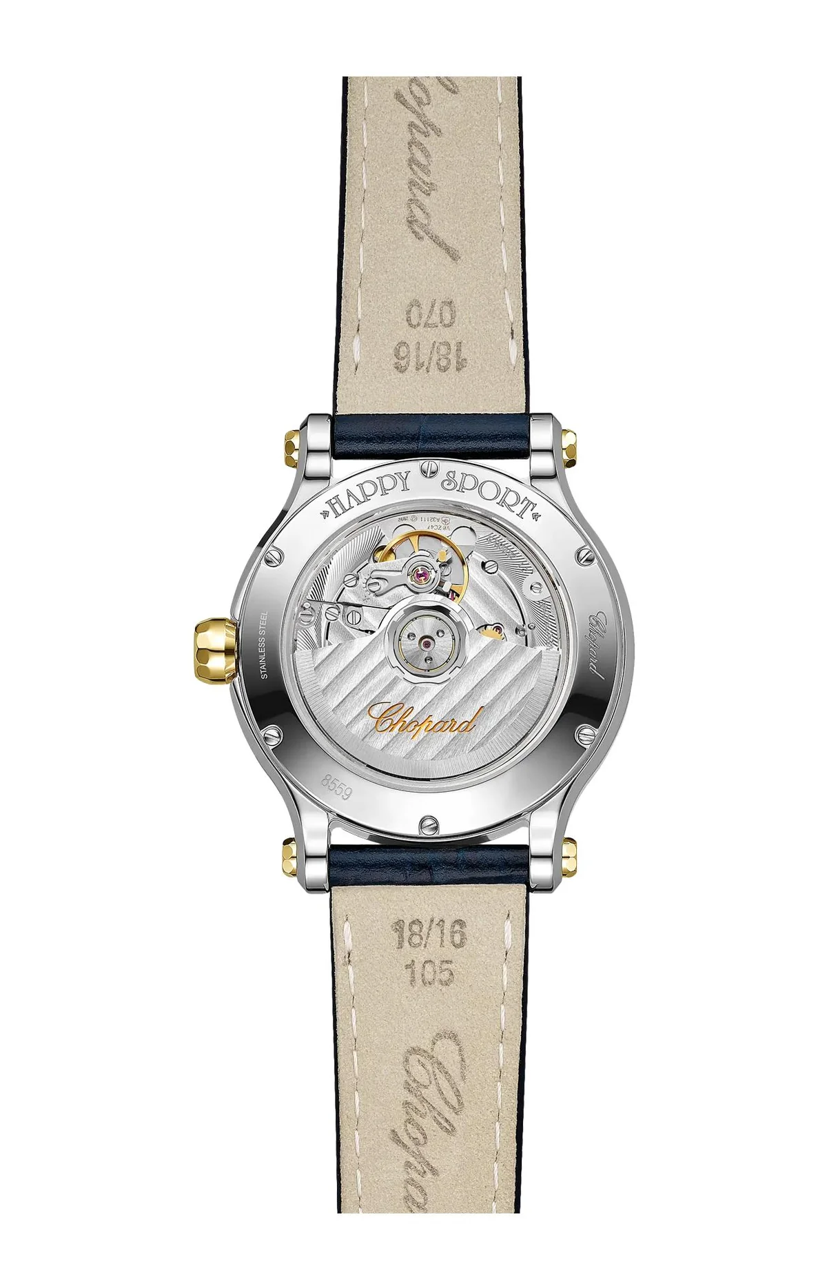 Happy Sport 36 Mm, Oro Giallo Etico, Lucent Steel™, Diamanti 2