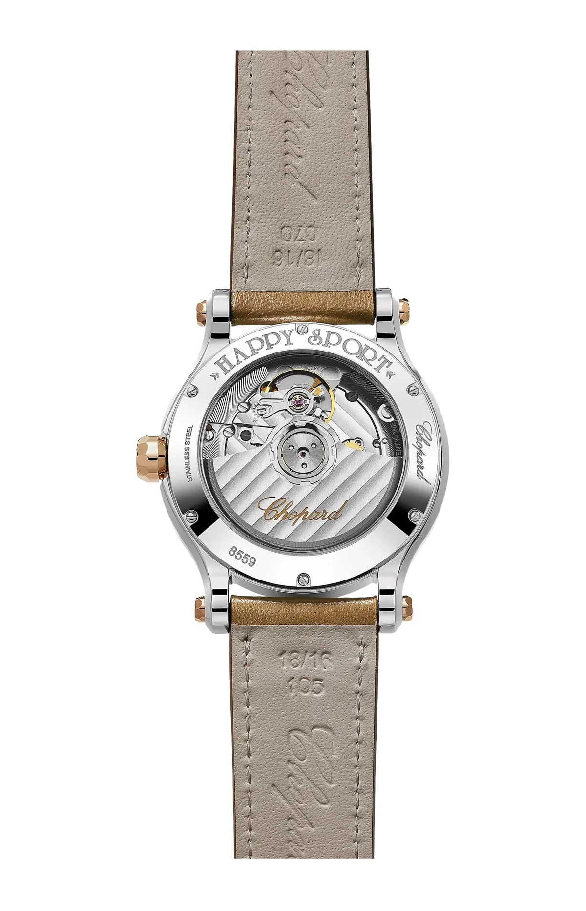 Happy Sport 36 Mm, Oro Rosa Etico, Lucent Steel™, Diamanti 2