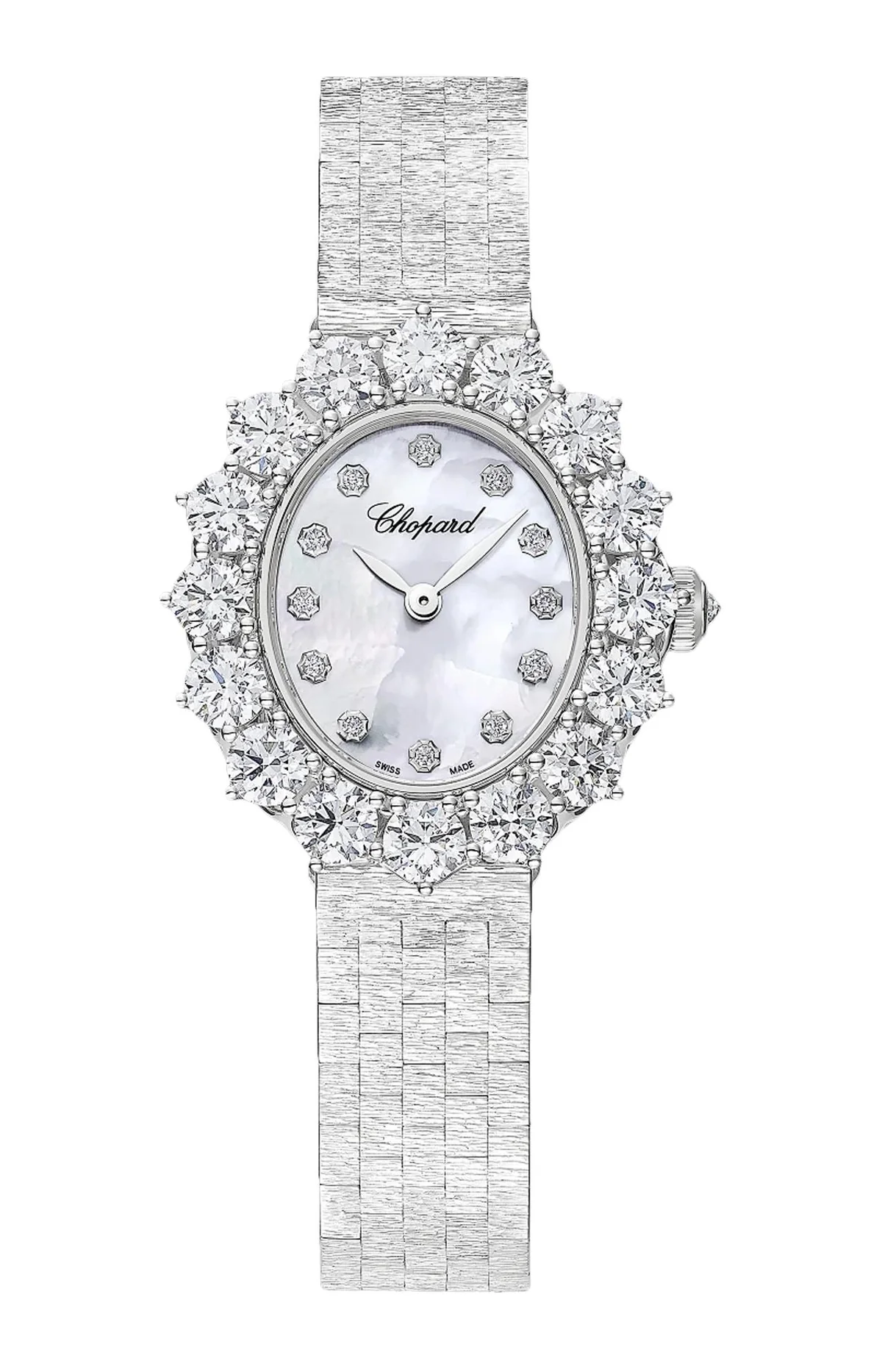 L'Heure Du Diamant 30 X 27 Mm, Manuale, Oro Etico Bianco, Diamanti