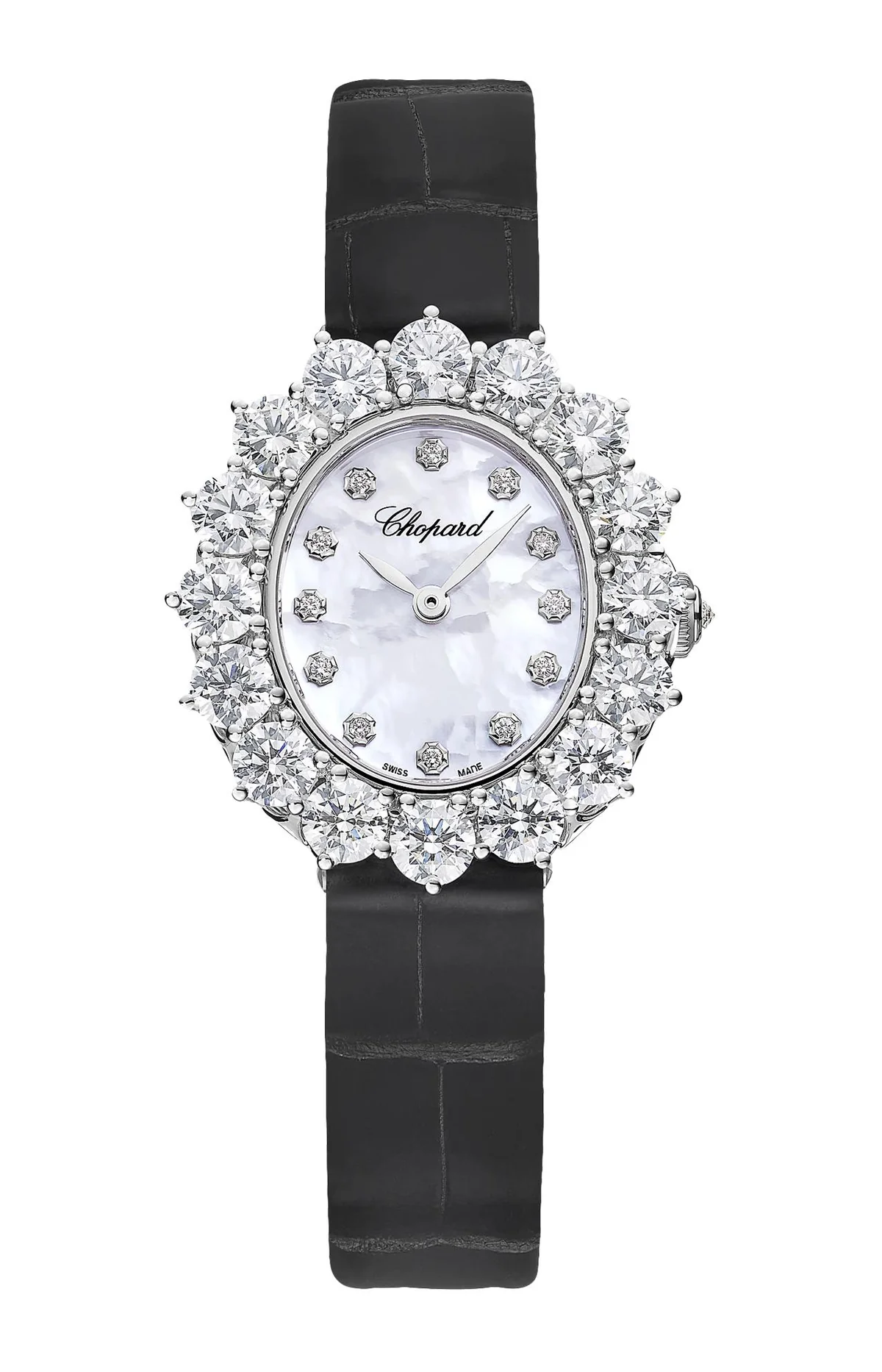 L'Heure Du Diamant 30 X 27 Mm, Manuale, Oro Etico Bianco, Diamanti