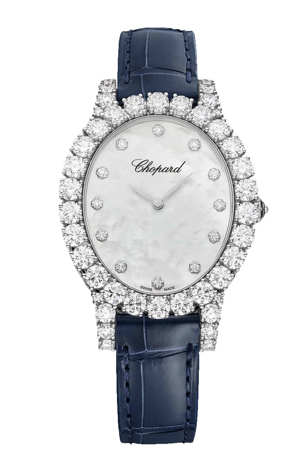 L'Heure Du Diamant Oval 40 X 34 Mm, Manuale, Oro Etico Bianco, Diamanti