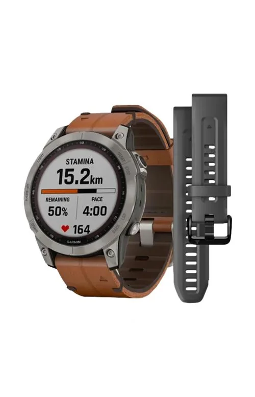 Fēnix® 7 – Sapphire Solar Edition Titanium Con Cinturino In Pelle