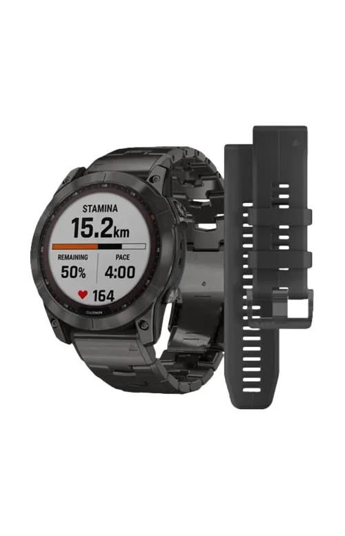 Fēnix® 7X - Sapphire Solar Edition Titanium Carbon Grey Dlc Con Bracciale Vented Titanium Carbon Grey Dlc