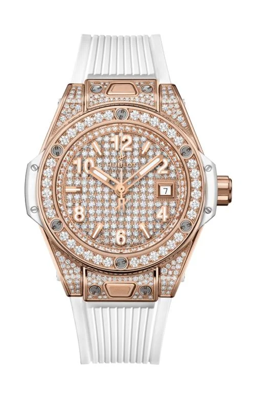 Big Bang One Click King Gold White Full Pavé 33 Mm