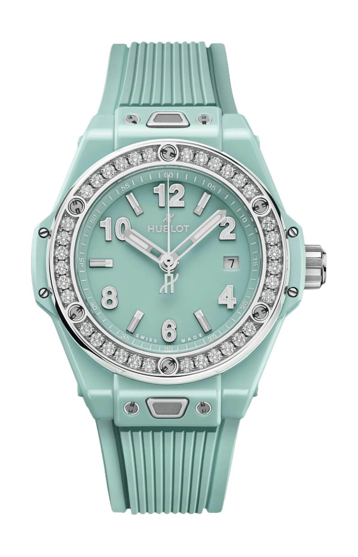 Big Bang One Click Mint Green Ceramic Diamonds 33 Mm