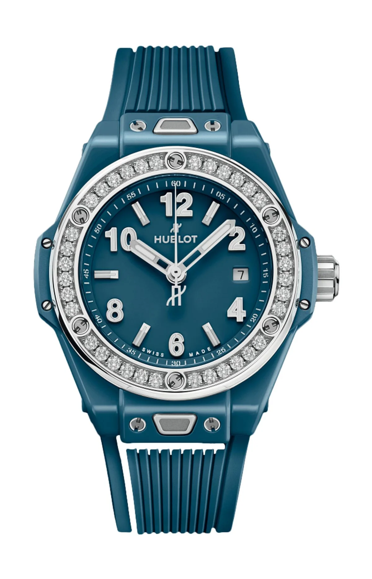 Big Bang One Click Petrol Blue Ceramic Diamonds 33 Mm