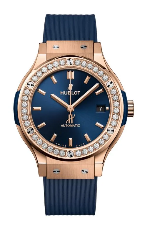 Classic Fusion King Gold Blue Diamonds 38 Mm