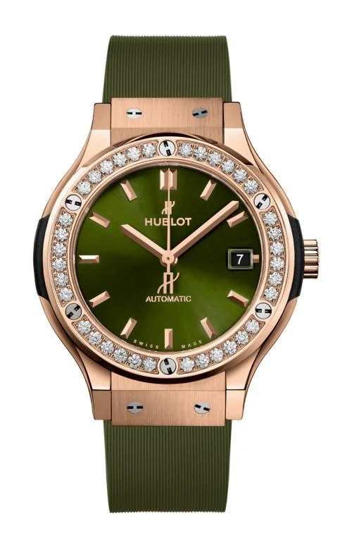 Classic Fusion King Gold Green Diamonds 38 Mm
