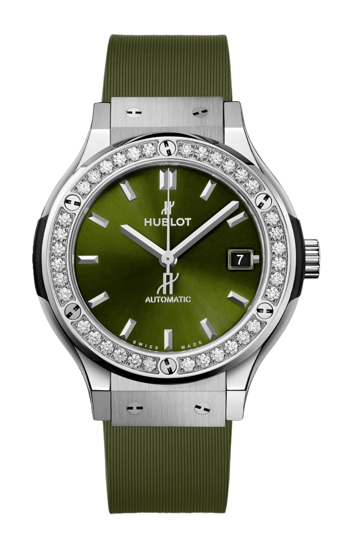 Classic Fusion Titanium Green Diamonds 38 Mm