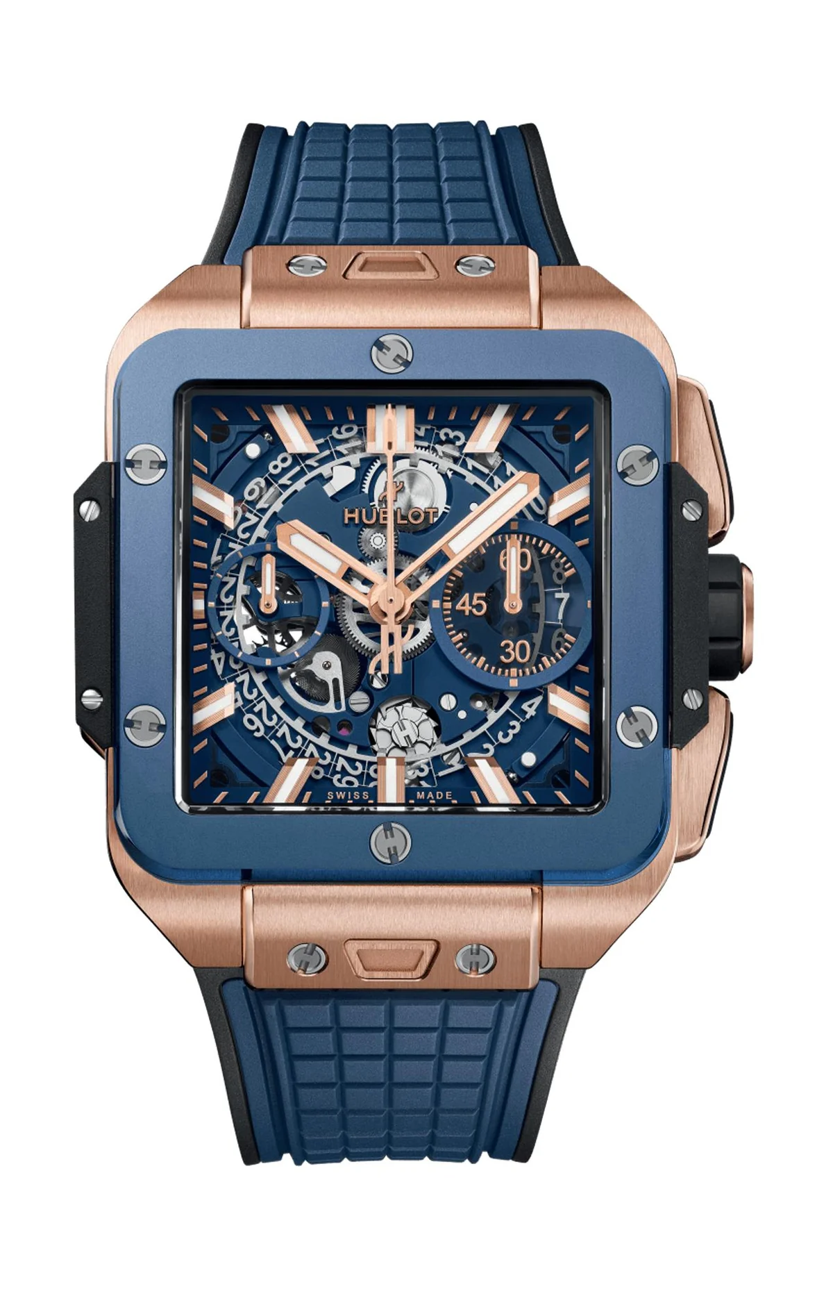 Square Bang Unico King Gold Blue Ceramic 42 Mm